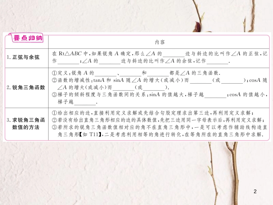 年九年级数学下册 第一章 直角三角形的边角关系 1.1 第2课时 正弦与余弦练习课件 （新版）北师大版_第2页