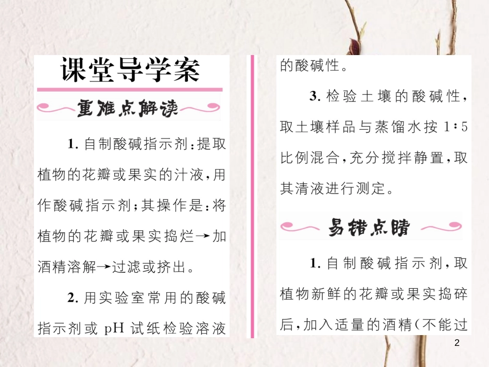 九年级化学下册 第10单元 酸和碱 实验活动7 溶液酸碱性的检验作业课件 （新版）新人教版_第2页