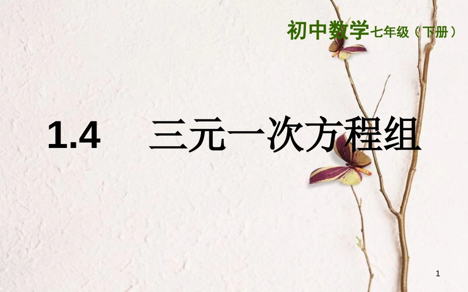 山东省东营市垦利区郝家镇七年级数学下册 1.4 三元一次方程组课件 （新版）湘教版_第1页