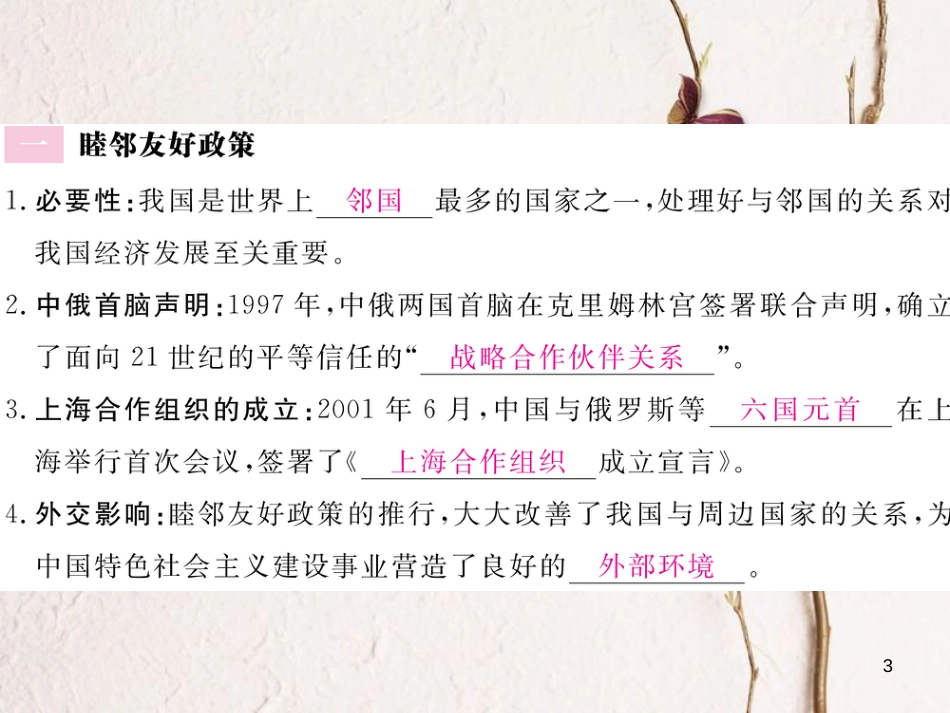 八年级历史下册 第四单元 建设中国特色社会主义道路的开拓 第18课 新时期的外交习题课件 岳麓版_第3页