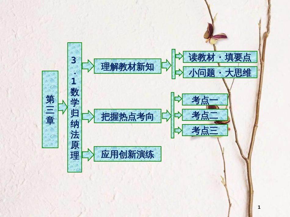 高中数学 第三章 数学归纳法与贝努利不等式 3.1 数学归纳法原理课件 新人教B版选修4-5_第1页