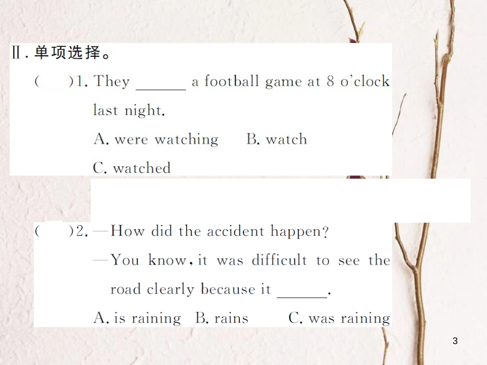 (山西专版)八年级英语下册 Unit 5 What were you doing when the rainstorm came Self Check作业课件 (新版)人教新目标版_第3页