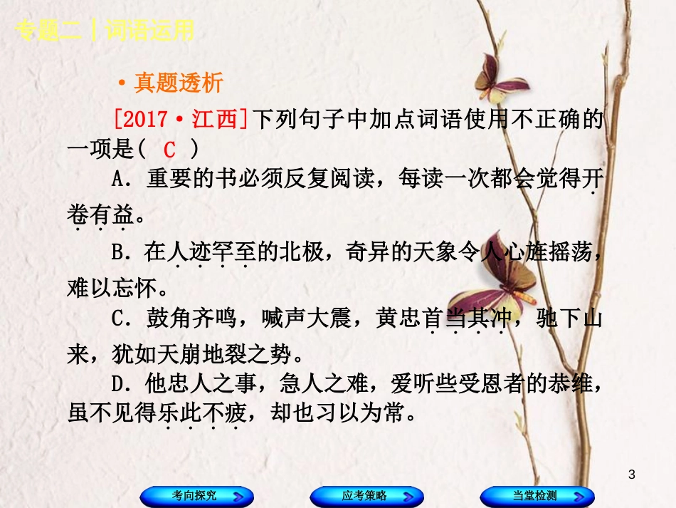 （江西专版）中考语文 第1篇 语文知识及运用 专题二 词语运用课件_第3页