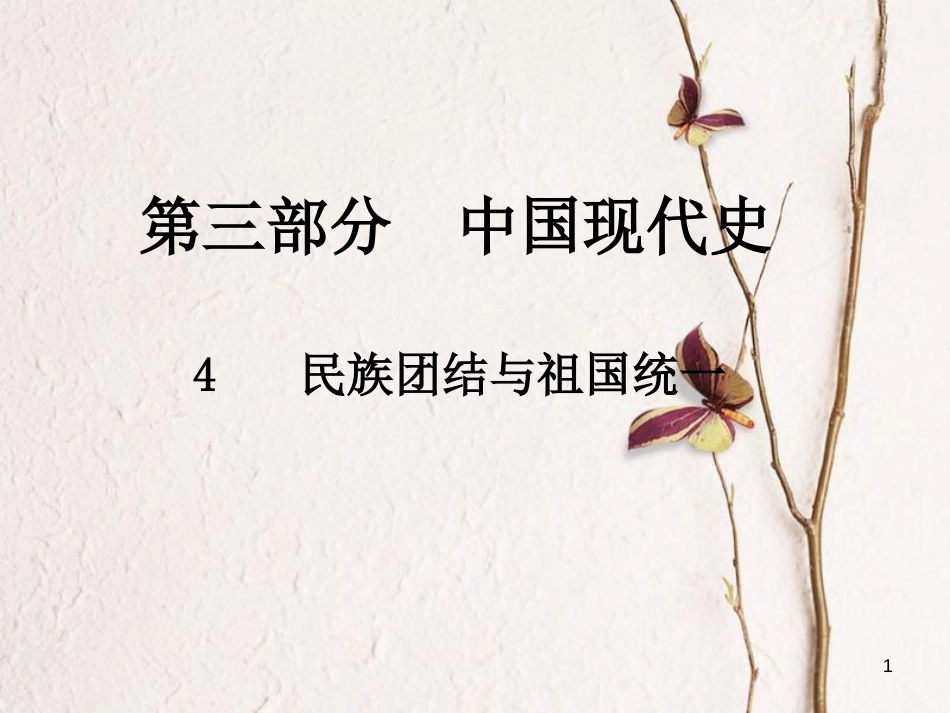 中考历史总复习 第三部分 中国现代史 4 民族团结与祖国统一课件_第1页
