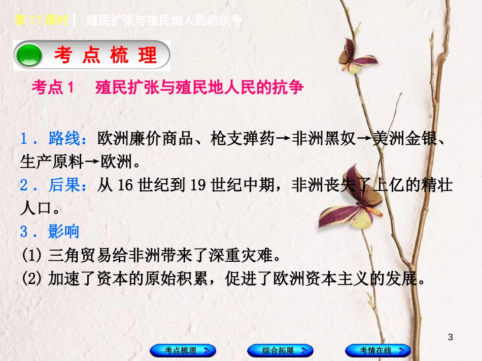 湖南省2018年中考历史复习 教材梳理 第四单元 世界古代史、近代史 第17课时 殖民扩张与殖民地人民的抗争课件_第3页
