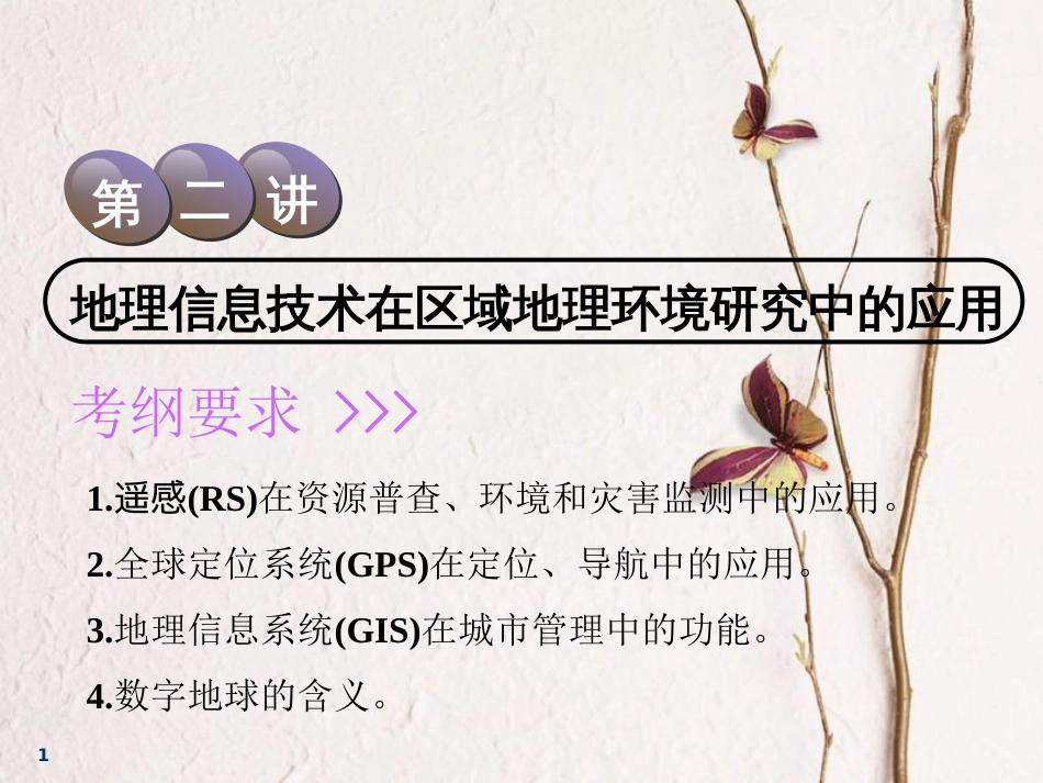 2019届高考地理一轮复习 第十四章 地理环境与区域发展 第二讲 地理信息技术在区域地理环境研究中的应用课件_第1页