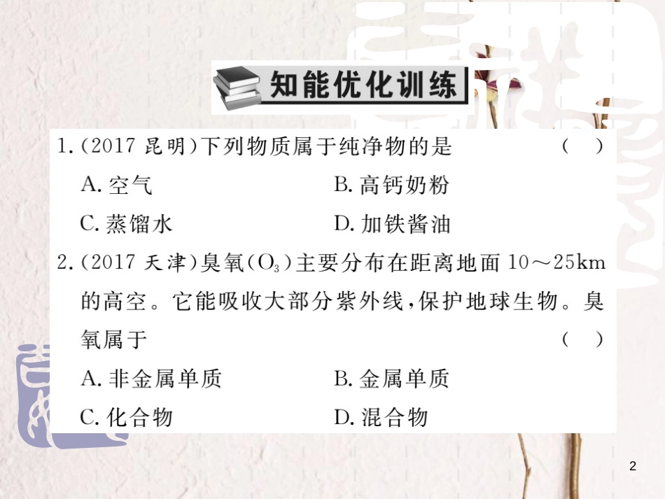山东省中考化学复习 第一部分 基础知识复习 第一章 化学基本概念和原理 第2讲 物质的分类课件_第2页