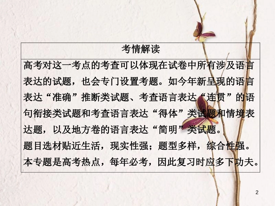 版高三语文二轮复习 第一部分 语言文字运用 专题三 语言表达简明、连贯、得体、准确、鲜明、生动课件_第2页