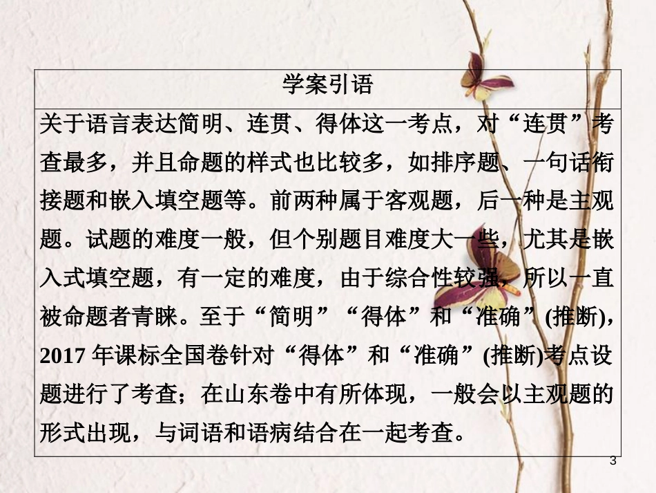 版高三语文二轮复习 第一部分 语言文字运用 专题三 语言表达简明、连贯、得体、准确、鲜明、生动课件_第3页