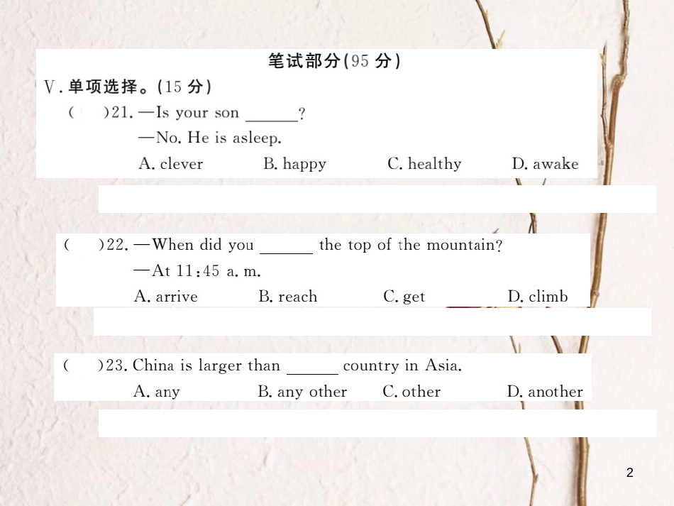 八年级英语下册 Unit 7 What’s the highest mountain in the world检测卷课件 （新版）人教新目标版_第2页