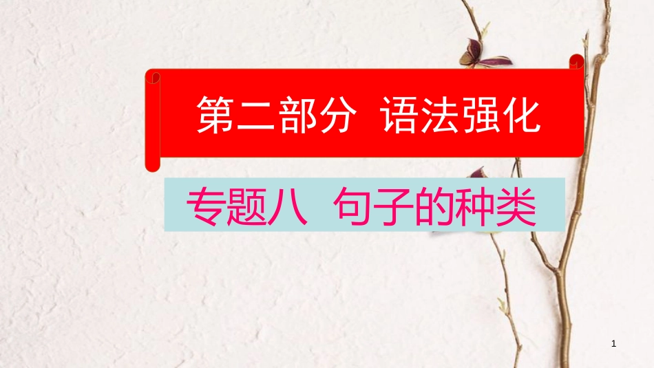 云南省中考英语学业水平精准复习方案 第二部分 语法强化 专题八 句子的种类课件_第1页