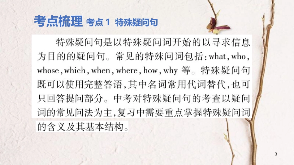 云南省中考英语学业水平精准复习方案 第二部分 语法强化 专题八 句子的种类课件_第3页