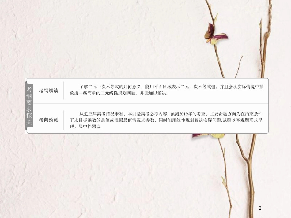 2019版高考数学一轮复习 第6章 不等式 6.2 二元一次不等式(组)与简单的线性规划问题课件 文_第2页