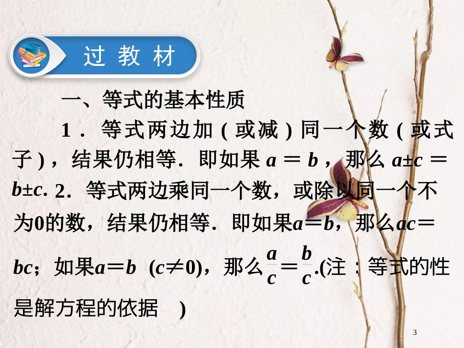 江西省中考数学总复习 第1部分 基础过关 第二单元 方程(组)与不等式(组)课时5 一次方程(组)的解法及应用课件_第3页