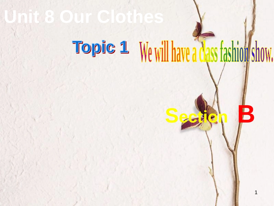 广东省清远市佛冈县龙山镇八年级英语下册 Unit 8 Our Clothes Topic 1 We will have a class fashion show Section B课件 （新版）仁爱版_第1页