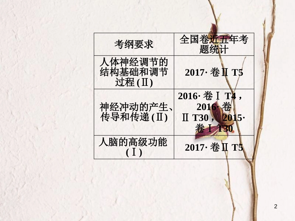 2019版高考生物总复习 第八单元 生命活动的调节 第2讲 通过神经系统的调节课件_第2页