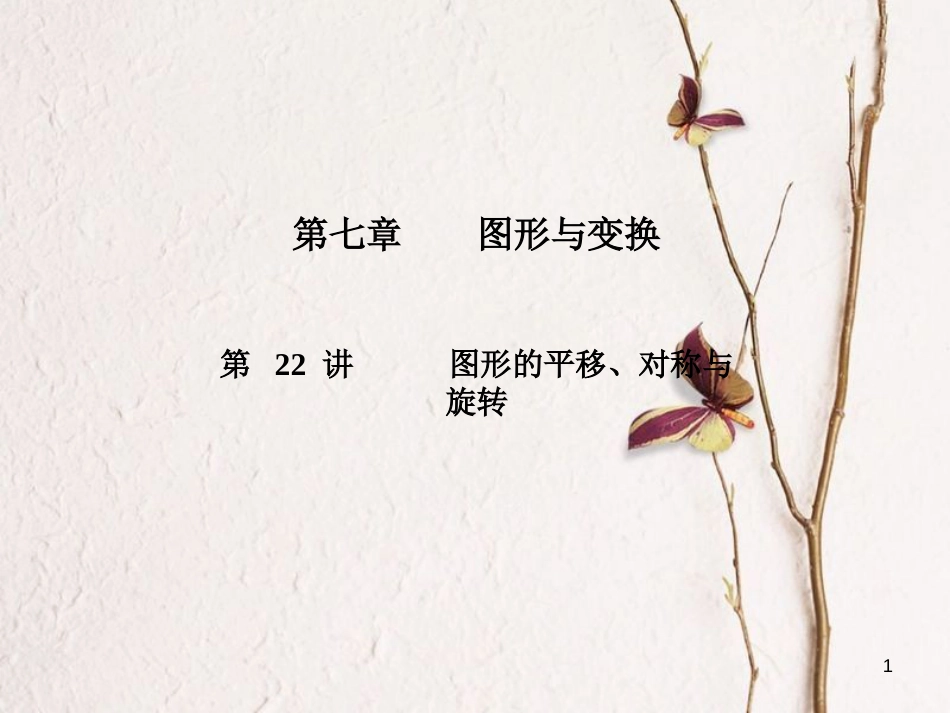 山东省德州市中考数学复习 第7章 图形的变化 第22讲 图形的平移、对称与旋转课件_第1页