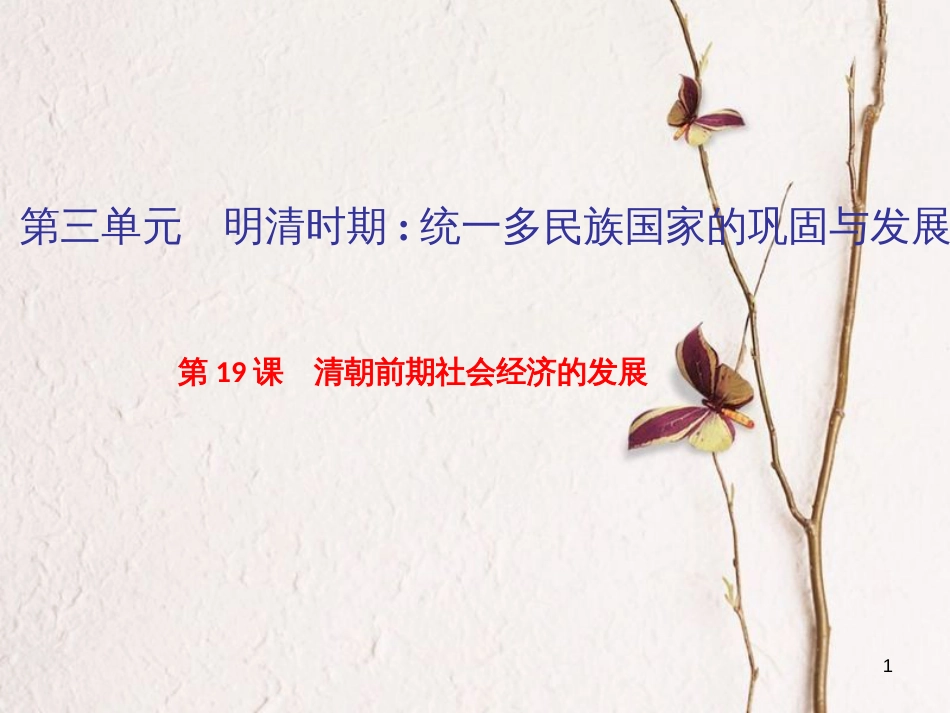 七年级历史下册 第三单元 明清时期：统一多民族国家的巩固与发展 第19课 清朝前期社会经济的发展作业课件 新人教版_第1页