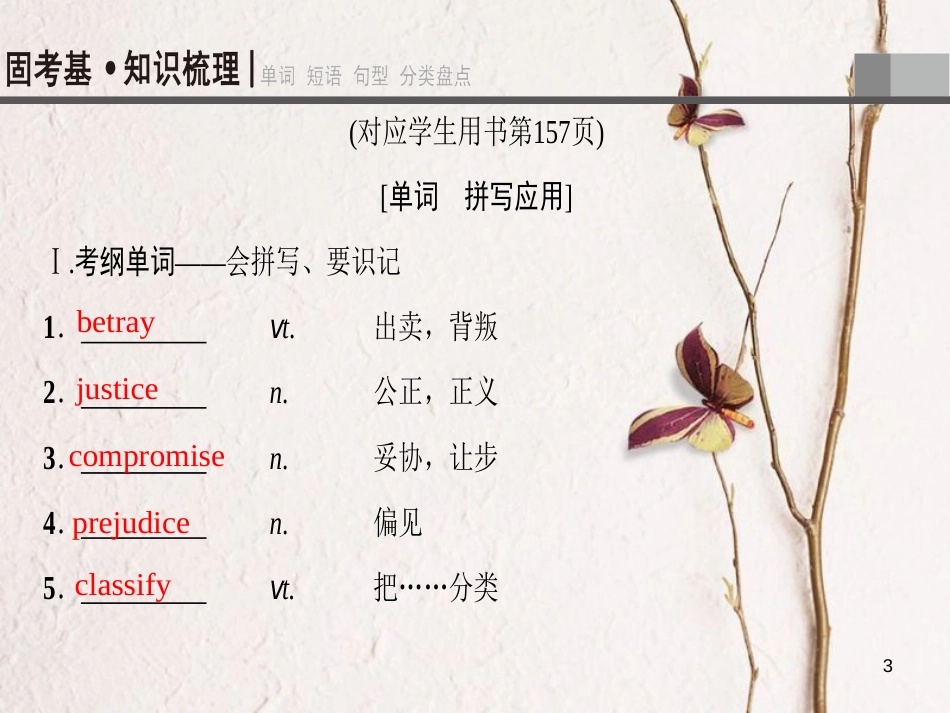 2019版高三英语一轮复习 第1部分 基础知识解读 Unit 23 Conflict课件 北师大版选修8_第3页