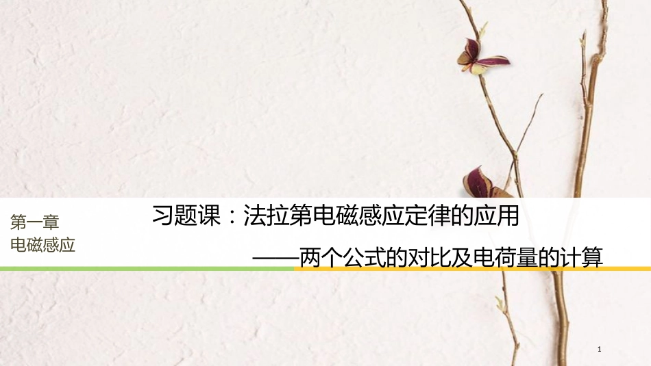 2017-高中物理 第一章 电磁感应 习题课：法拉第电磁感应定律的应用课件 粤教版选修3-2_第1页