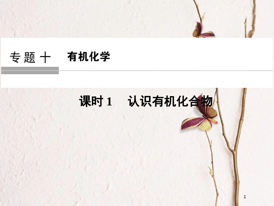 （浙江专版）2019版高考化学大一轮复习 专题十 有机化学 课时1 认识有机化合物课件_第1页