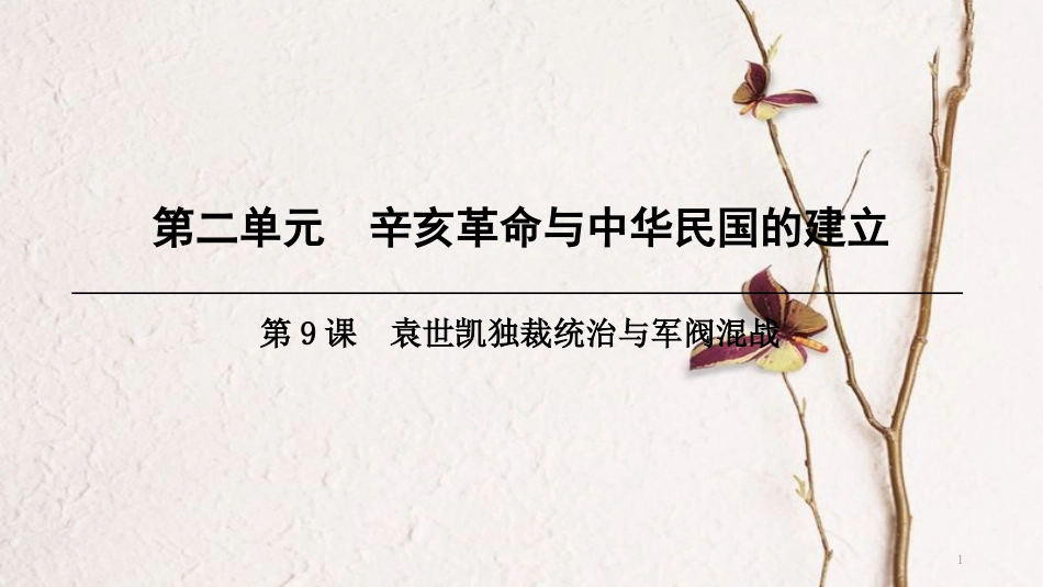 八年级历史上册 第2单元 辛亥革命与中华民国的建立 第9课 袁世凯独裁统治与军阀混战课件 北师大版_第1页