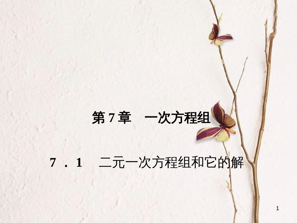 七年级数学下册 第7章 一次方程组 7.1 二元一次方程组和它的解习题课件 （新版）华东师大版_第1页