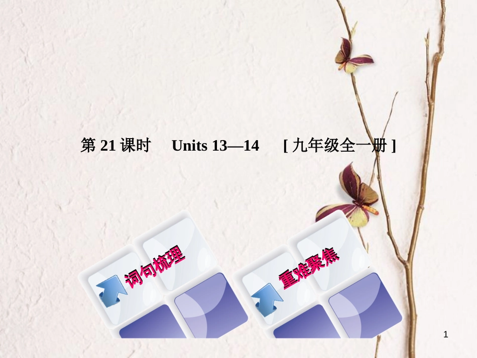 湖南省中考英语总复习 第一篇 教材过关 九全 第21课时 Units 13-14教学课件 人教新目标版_第1页