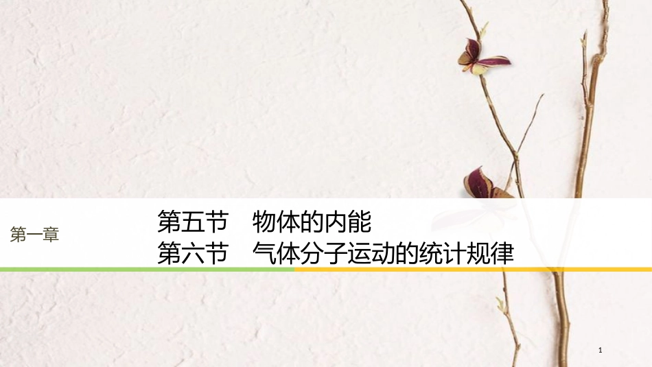 高中物理 第一章 分子动理论 第五节 物体的内能 第六节 气体分子运动的统计规律课件 粤教版选修3-3_第1页