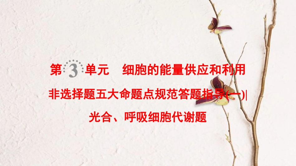 （全国版）2019版高考生物一轮复习 第3单元 细胞的能量供应和利用 非选择题五大命题点规范答题指导1课件_第1页