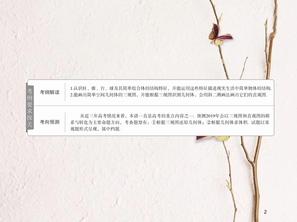 2019版高考数学一轮复习 第7章 立体几何 7.1 空间几何体的结构及其三视图和直观图课件 文(1)_第2页