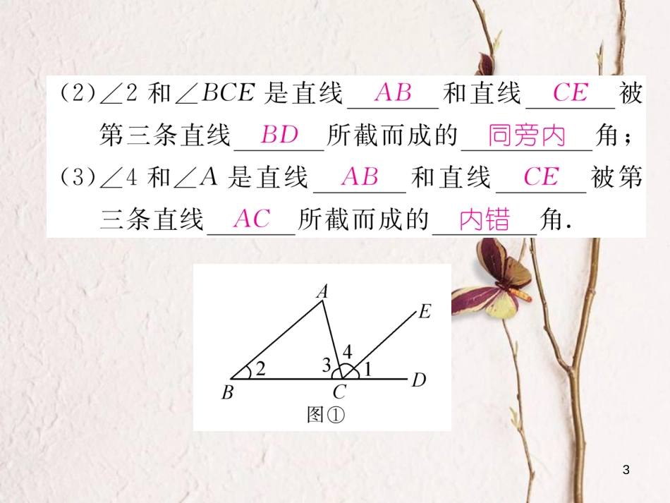 七年级数学下册 第2章 相交的平行线 2 探索直线平行的条件（2）作业课件 （新版）北师大版_第3页