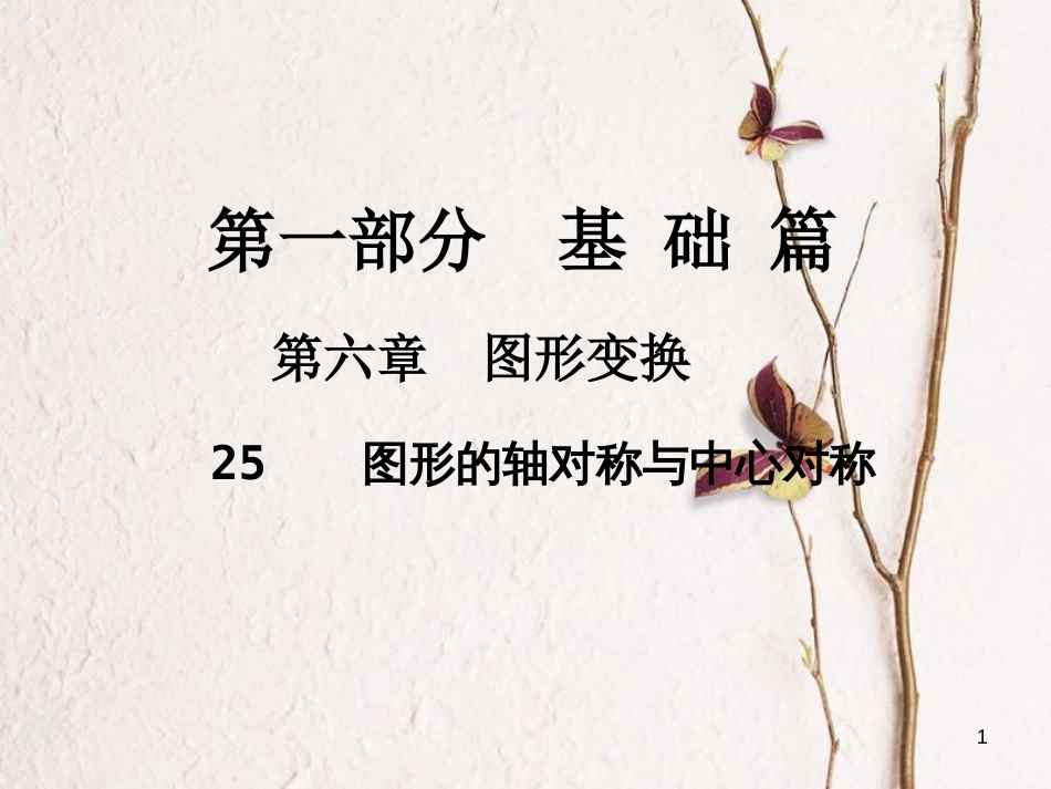 中考数学总复习 第一部分 基础篇 第六章 图形变换 考点25 图形的轴对称与中心对称课件_第1页
