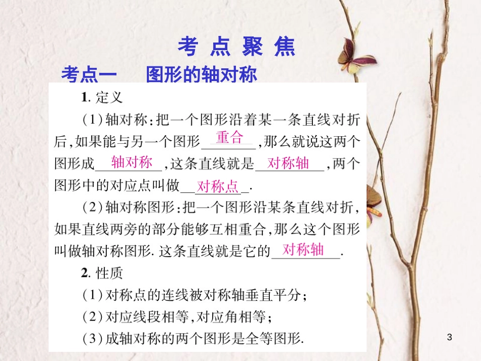 中考数学总复习 第一部分 基础篇 第六章 图形变换 考点25 图形的轴对称与中心对称课件_第3页