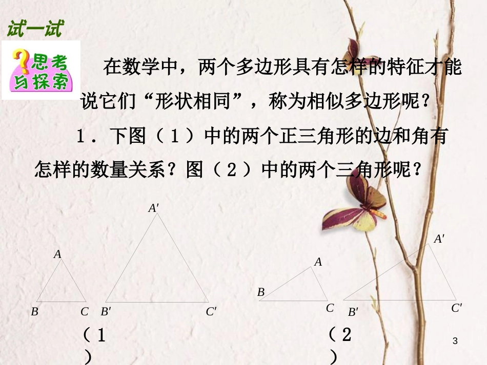 重庆市沙坪坝区九年级数学下册第6章图形的相似6.3相似图形课件（新版）苏科版_第3页