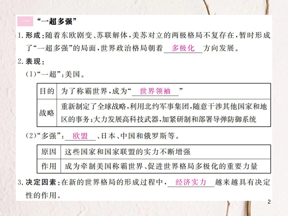 （全国版）九年级历史下册 第七单元 战后世界格局的演变 15 世界政治格局的多极化趋势练习课件 新人教版_第2页