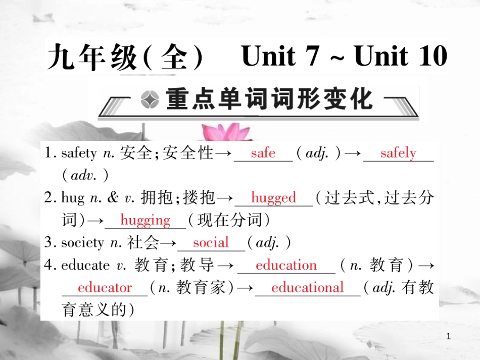 届中考英语复习 第一轮 教材回顾 九全 Unit 7-Unit 10课件_第1页