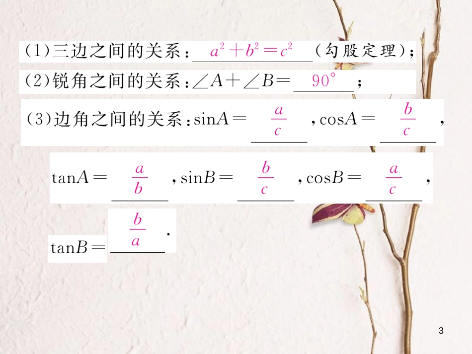 九年级数学下册 第1章 直角三角形的边角关系 4 解直角三角形作业课件 （新版）北师大版_第3页