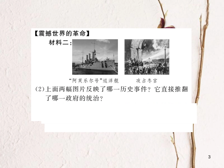 （安徽专版）九年级历史下册 第一单元 苏联社会主义的探索 第1课 俄国十月革命同步测试课件 新人教版_第3页