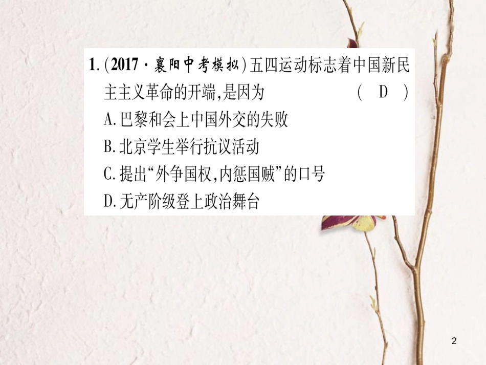 八年级历史上册 第3单元 新民主主义革命的兴起 第13课 五四运动与中国共产党的成立滚动练习课件 岳麓版_第2页