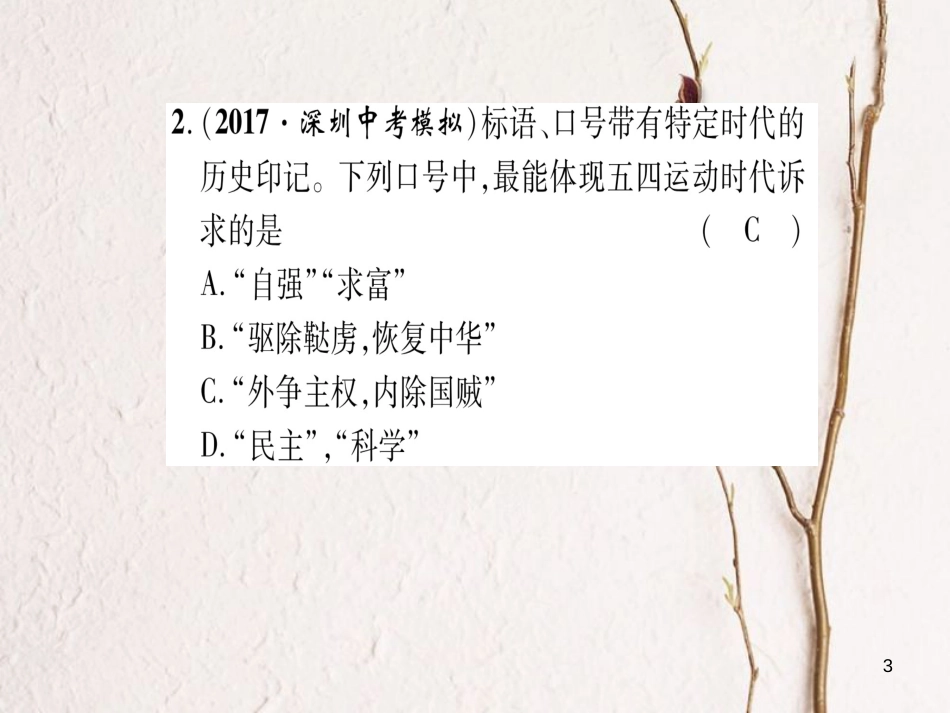 八年级历史上册 第3单元 新民主主义革命的兴起 第13课 五四运动与中国共产党的成立滚动练习课件 岳麓版_第3页