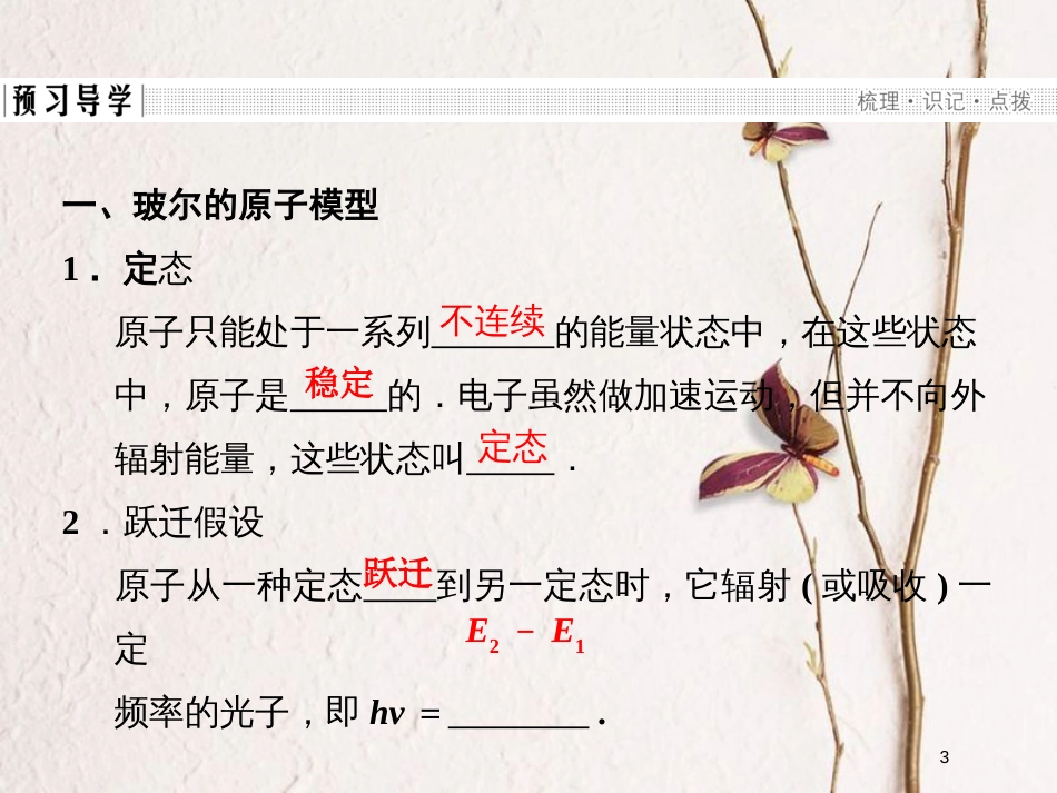 高中物理 第2章 原子结构 3 玻尔的原子模型课件 鲁科版选修3-5_第3页