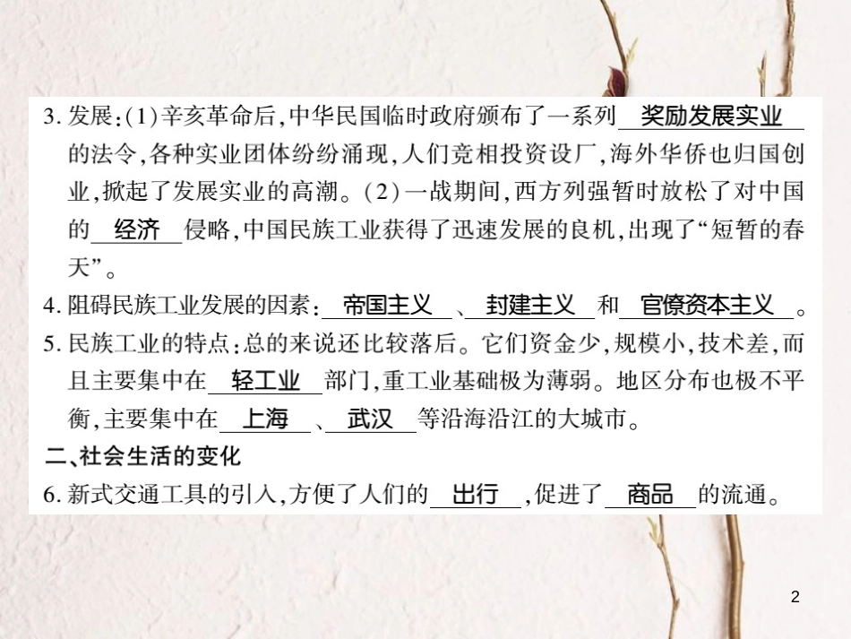 八年级历史上册 第八单元 近代经济、社会生活与教育文化事业的发展 第25课 经济和社会生活的变化习题课件 新人教版_第2页