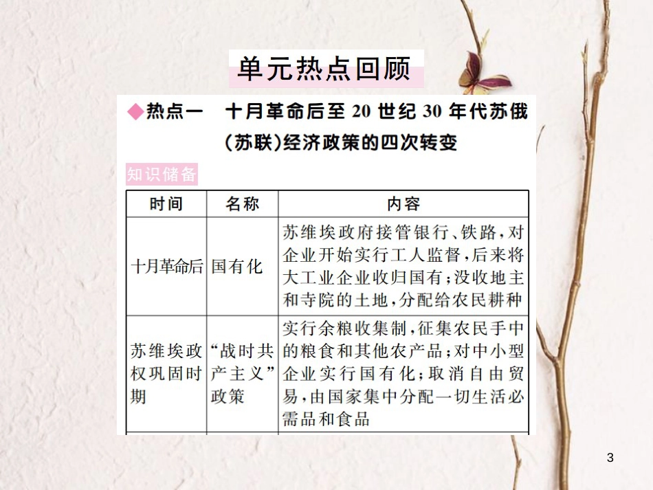 （通用版）九年级历史下册 第一单元 苏联社会主义道路的探索小结习题课件 新人教版_第3页