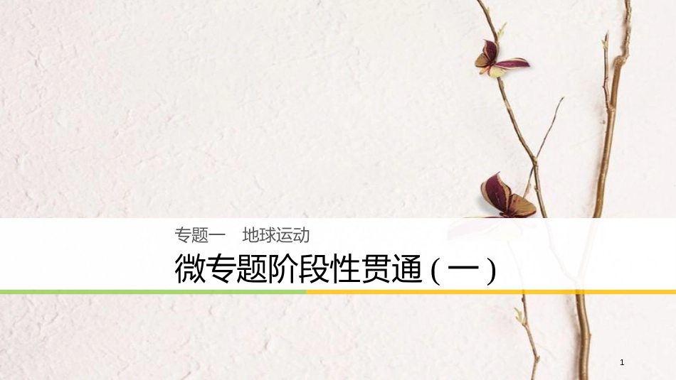 （浙江选考）版高考地理大二轮复习 专题一 地球运动 微专题阶段性贯通课件_第1页