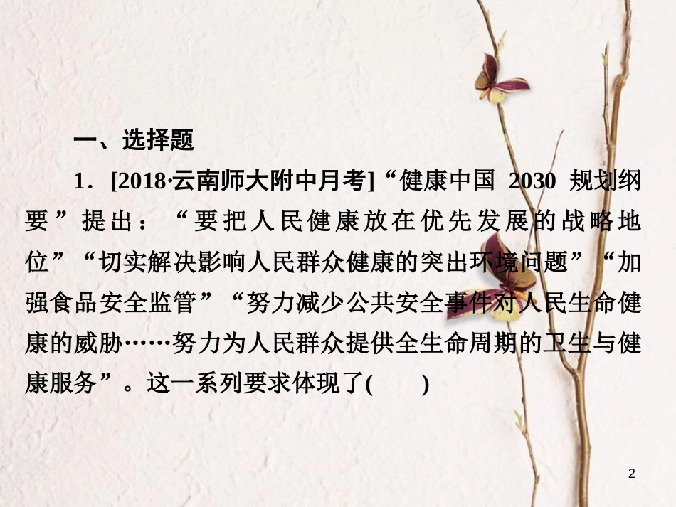 2019届高三政治一轮复习 第二部分 政治生活 第3单元 发展社会主义民主政治 6 中国共产党领导的多党合作和政治协商制度课时作业课件_第2页
