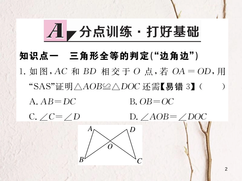 （贵州专用）八年级数学上册 12.2 三角形全等的判定 第2课时“边角边”课件 （新版）新人教版_第2页