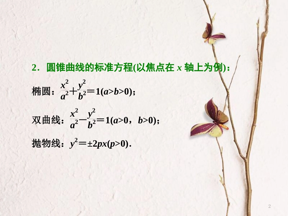 （浙江专版）高考数学二轮专题复习 第一部分 专题五 第二讲 圆锥曲线的概念与性质课件_第2页