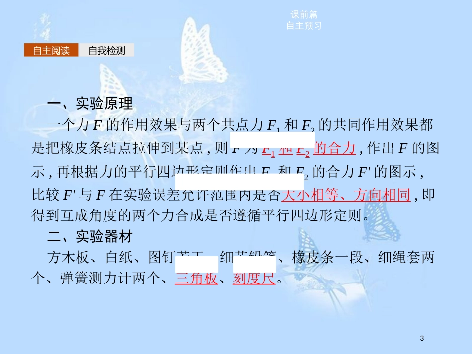 高中物理 第三章 相互作用 实验 探究求合力的方法课件 新人教版必修1_第3页