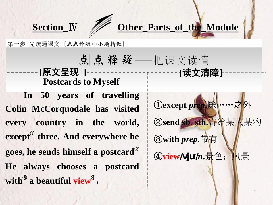 高中英语 Module 5 A Trip Along the Three Gorges Section Ⅳ Other Parts of the Module课件 外研版必修4_第1页